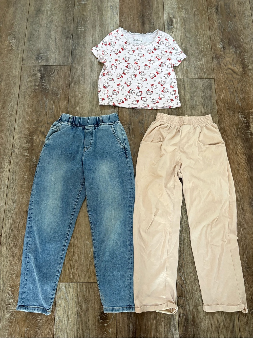 Zara Disney Light Pink and Blue Kids Jeans wide leg Pants Set 10 bundle